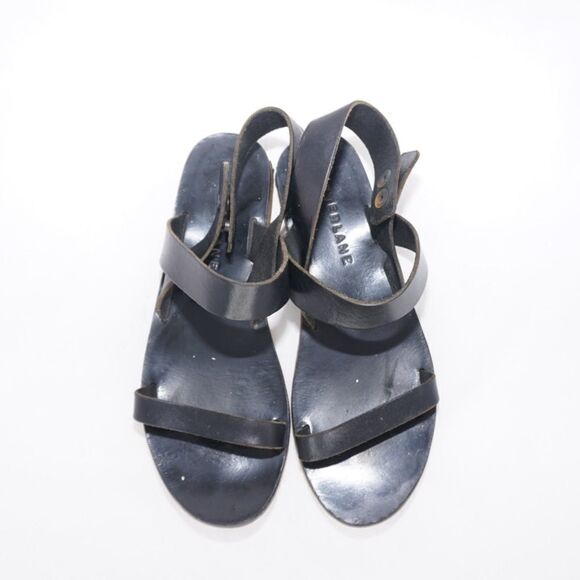 Everlane Black Leather Two Strap Sandals, Size 7 - Picture 7 of 8